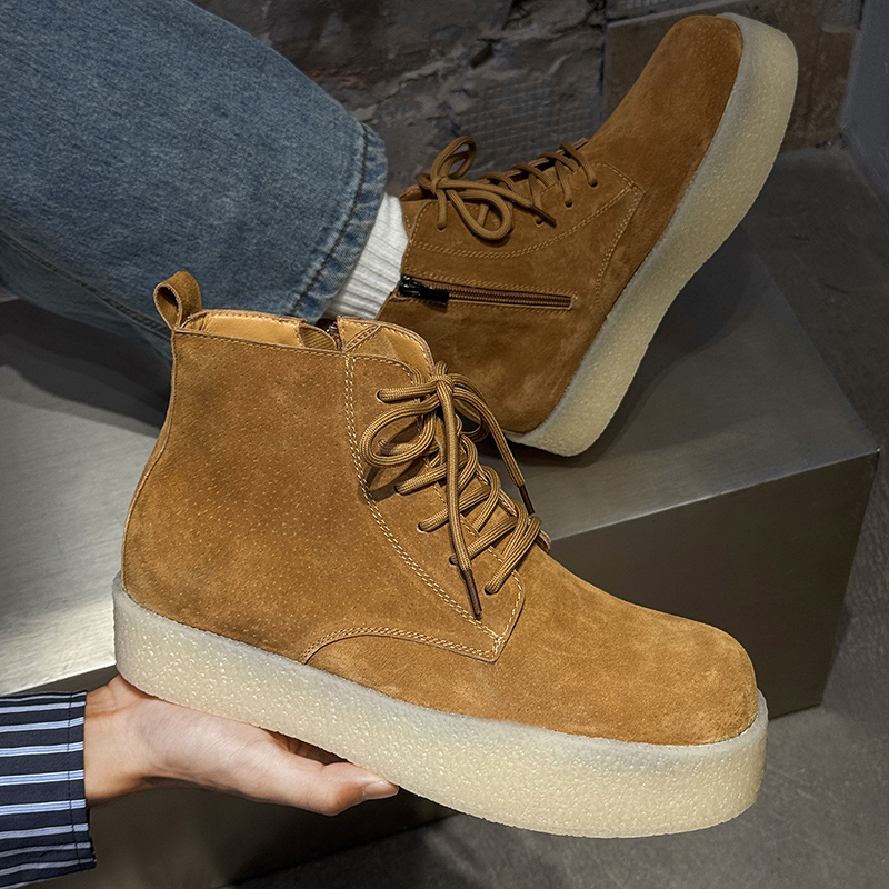 Men'S Shoes For Work - Thick Soled Height Increasing Work Boots