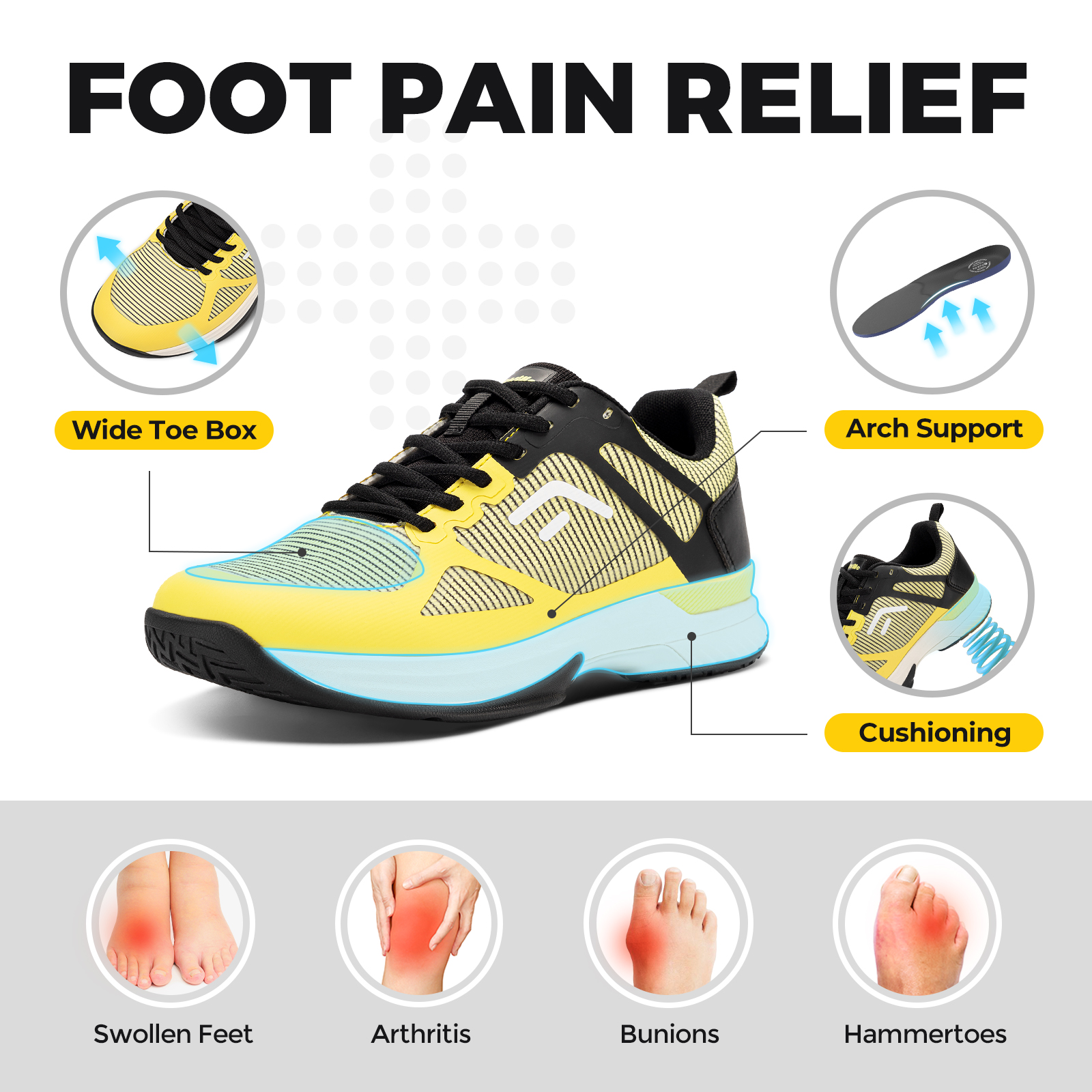 FitVille Wide Pickleball Shoes - Men'S Shoes For Plantar Fasciitis บทวิจารณ์และราคา