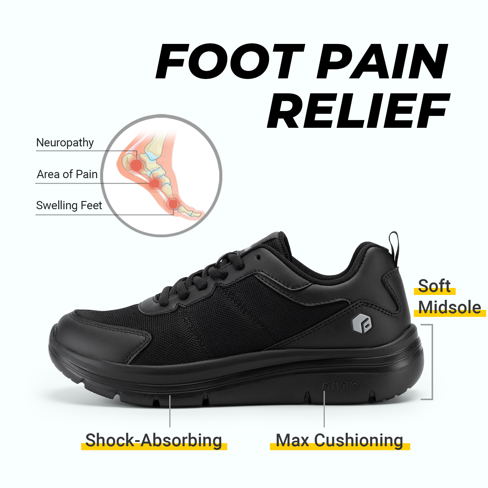 FitVille Men's Walking Shoes W - Men'S Shoes For Plantar Fasciitis บทวิจารณ์และราคา