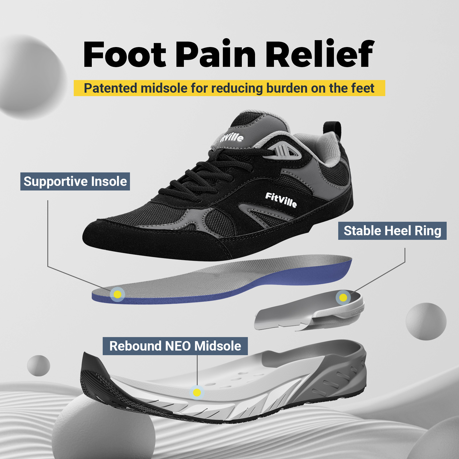 Fitville Walking Shoes Wide Me - Men'S Shoes For Plantar Fasciitis บทวิจารณ์และราคา