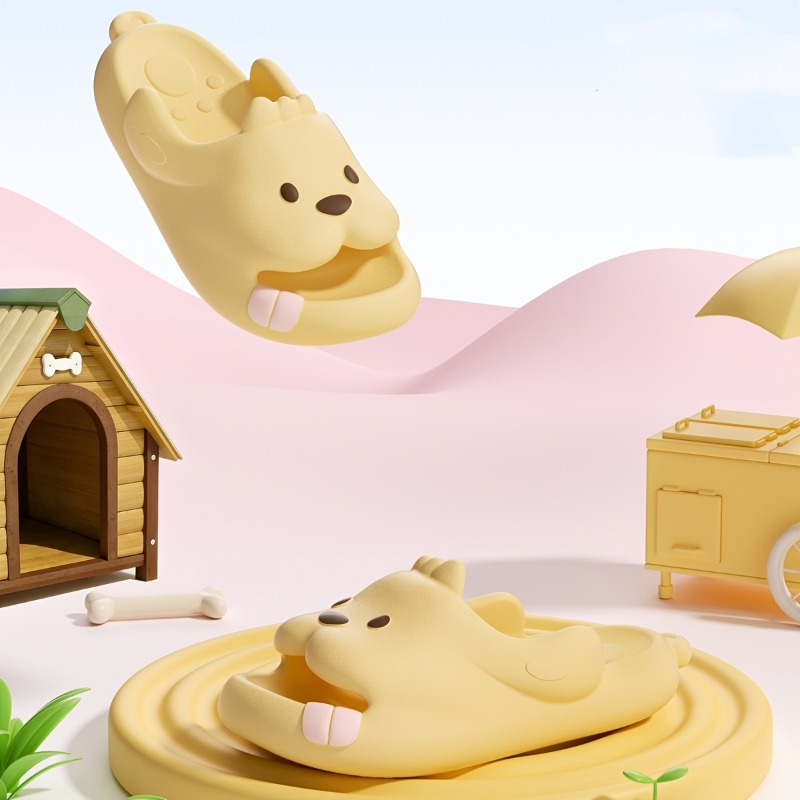Cute Dog Cartoon Slippers Wome - Men'S Shoes Non Slip บทวิจารณ์และราคา